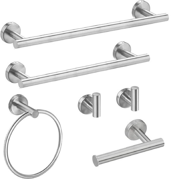 WOWOW 6 Piece Stainless Steel Bathroom Towel Rack Set Wall Mount