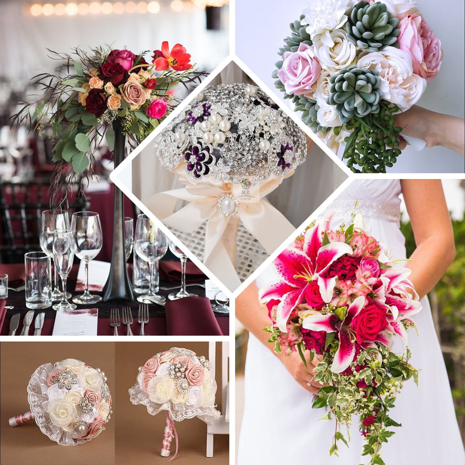 6 Pcs Bouquet Holders With Foam DIY Handle Bridal Floral Wedding Flower Holder for sale online 