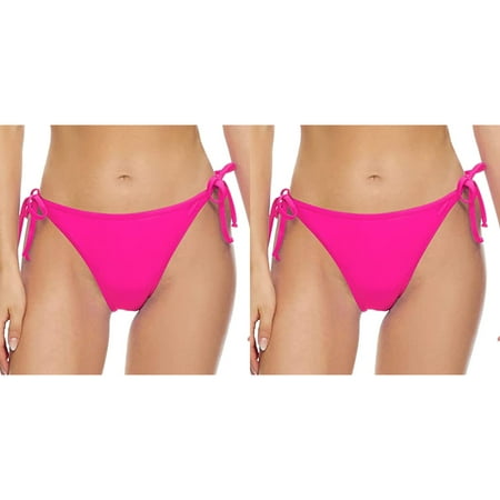 (2-Pack) Rinsvye Women Vintage Print Low Maternity Swim Bottoms Full Coverage Waist Brazilian Bikini Bottom Swimwear Briefs Beachwear Brazilian Bikini Bottom Side Tie Thong Bathing Swimbottom