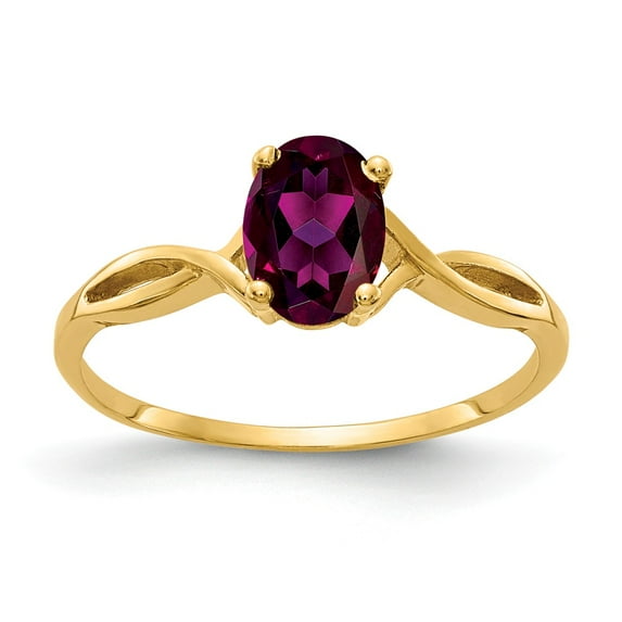 Solid 14k Yellow Gold 7x5mm Oval Rhodolite Garnet January Red Gemstone Engagement Ring Size 5