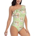 thumbnail image 3 of Sikiie Rabbit With Tie Print Women One Piece Swimsuits Tummy Control One Shoulder Bathing Suits Ruffle Swimwear, From S to XXL-XX-Large, 3 of 6