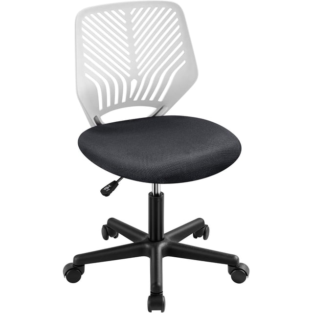 Songqin Students Cute Desk Chair Low-Back Armless Study Chair w/Lumbar Support Adjustable Swivel Chair in Home Bedroom School, Dark Gray