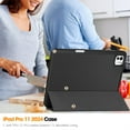 thumbnail image 5 of SaniMore for Apple iPad Pro 11 (2024) Case, Auto Sleep/Wake, PU Leather Case with Tri-Fold Kickstand & Pencil Holder Shockproof Protective Cover for Women Men, Black, 5 of 9
