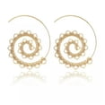 thumbnail image 6 of HOOUN Fashion Women Retro Jewelry Earrings Geometric Spiral Gear Heart Stud Hook 0643-Gold, 6 of 7
