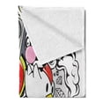 thumbnail image 2 of Indie Soft Flannel Fleece Throw Blanket, Animal and Food Themed Composition Crazy Doodle Panda Bird Cat Watermelon, Cozy Plush for Indoor and Outdoor Use, 70" x 90", Multicolor, by Ambesonne, 2 of 5