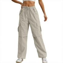 Women's Casual Pants High Waisted Loose Fit Straight Leg Trousers Comfortable Elastic Waistband With Pockets For Daily Wear Work Outfits