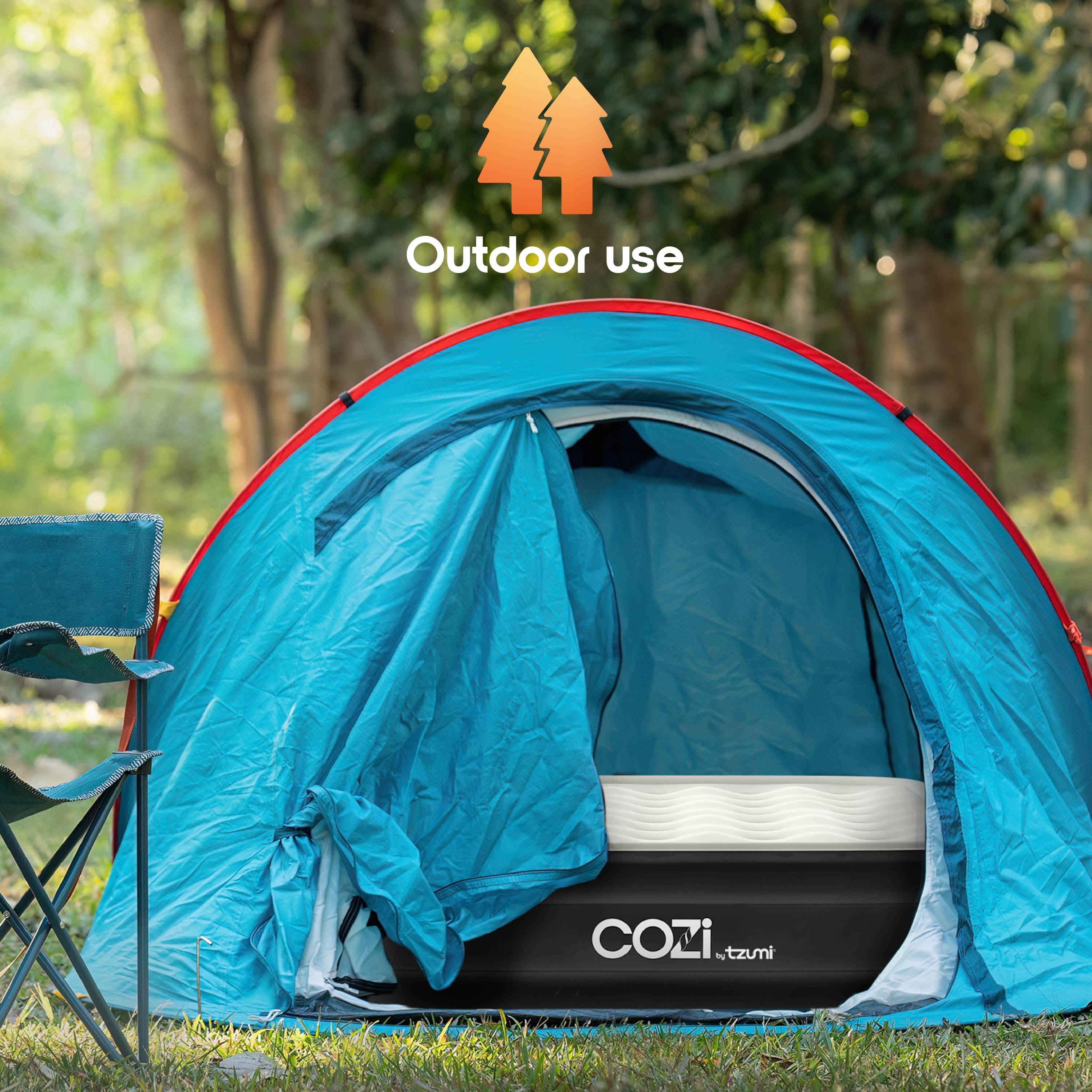 Cozi by Tzumi 13” Air Mattress, Inflatable Bed with Built-In Pump for Camping, Home, & Travel, Twin Size