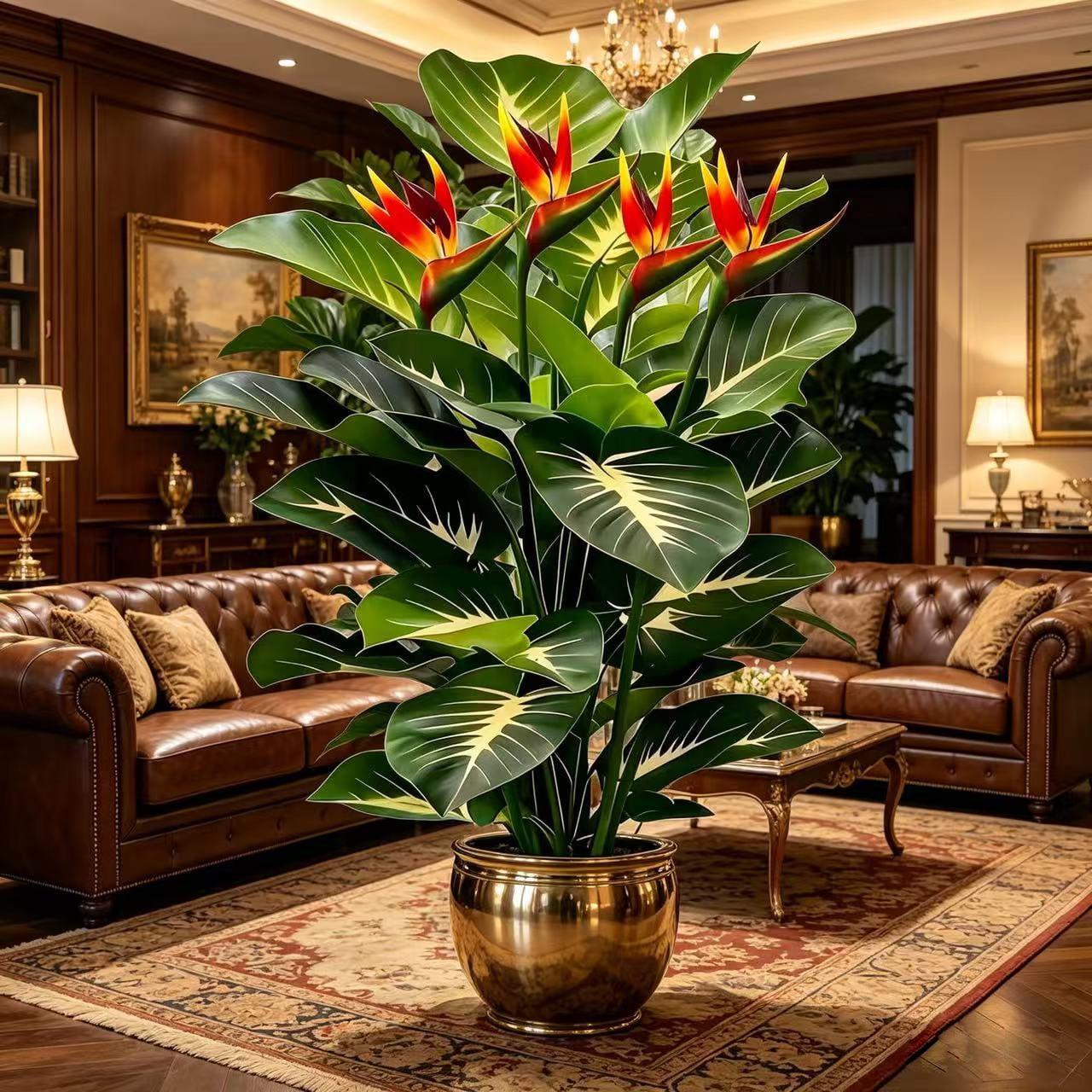 23.62 Inch Artificial Bird of Paradise Plant 2 Pack - Faux Tropical Strelitzia with Flowers, UV Resistant, No Pot Included, for Home Office Living Room Indoor Outdoor Decor