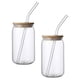 thumbnail image 2 of BRIGHTFUFU 2 vasos de agua de vidrio con pajita y tapa, portavasos portátil, 2 of 7