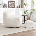 thumbnail image 3 of CASAROUND Bean Bag Chair, Comfy Bean Bag Sofa with Back Support, With Footstool,Faux Fur Bean Bag Chair for Adults and Kids, Stuffed Floor Sofa for Living Room, Bedroom, Apartment, White, 3 of 14