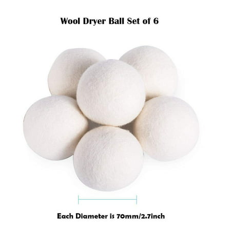 Mirthee Organic Wool Dryer Balls Set (7 CM Diameter) Resuable Natural Fabric Softener Best for Laundry Replace Dryer Sheets (6 (Best Wool Dryer Balls 2019)