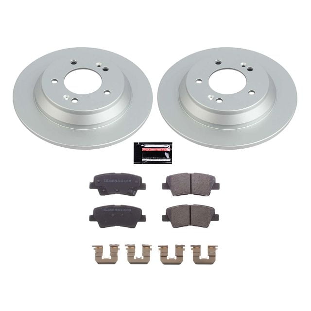 PowerStop Rear Geomet Coated Brake Rotor and Pad Kit Fits: KIA Select Models CRK8923