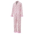 thumbnail image 4 of AIGUR Mommy and Me Matching Pajamas Bow Print Feather Long Sleeve Lapel Tops and Pants Set Family Sleepwear, 4 of 10