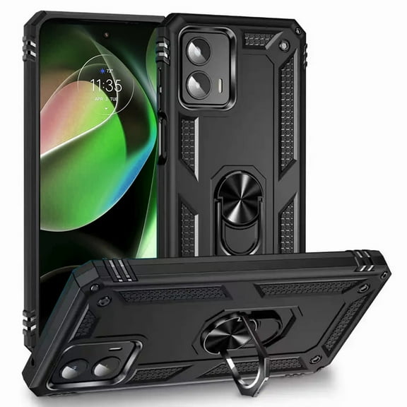 GSA Ring Magnetic Kickstand Hybrid Case For Motorola Moto G 5G 23 Black