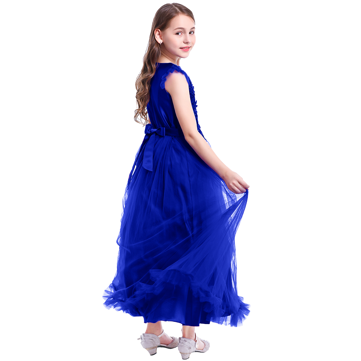 Ibtom Castle Girls Floral Maxi Dress Royal Blue photo 7