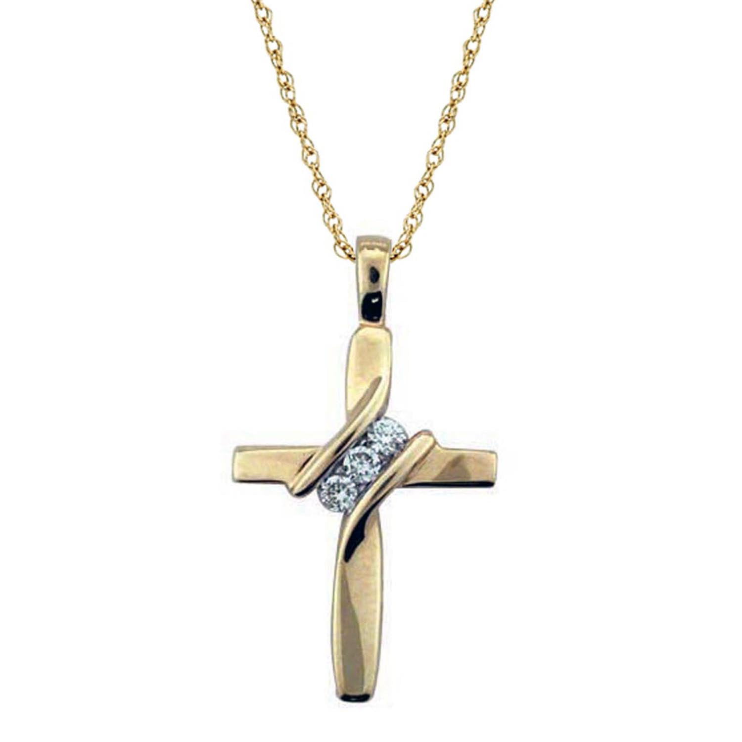 Ax Jewelry - Diamond Accent Cross Pendant in 10k Two-Tone Gold