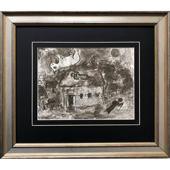 Marc Chagall "Le Soir Au VIllage" Newly CUSTOM FRAMED Art Generic