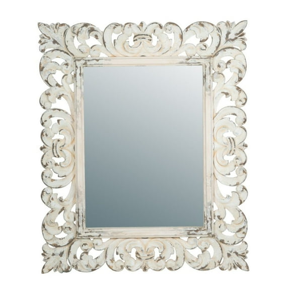 CC Home Furnishings Antique Style Framed Rectangular Wall Mirror - 54.25" - White