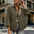 thumbnail image 5 of Women's Button Front Quilted Jacket Collared Loose Fit Comfy Fall Spring Jacket, 5 of 9