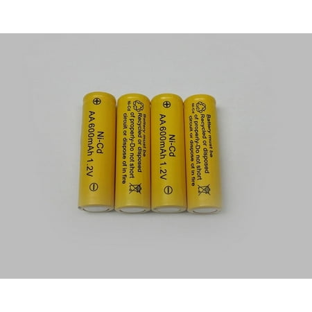 AA Ni-Cd 600mAh Yellow Rechargable Batteries for Solar Powered Units (8-Pack), 1.2-volt 600mAh Ni-Cd rechargeable batteries By