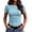 A-Blue68, variant on Jamsmile Women T-Shirts Summer Solid Color Crew Neck Ribbed T Shirts Slim Fitted Formal Casual Basic Tee Shirts Crop Tops