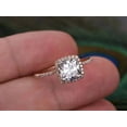 thumbnail image 2 of Antique Style 1.75 Carat Moissanite Diamond Halo Engagement Ring with 18k Gold Plating, 2 of 5