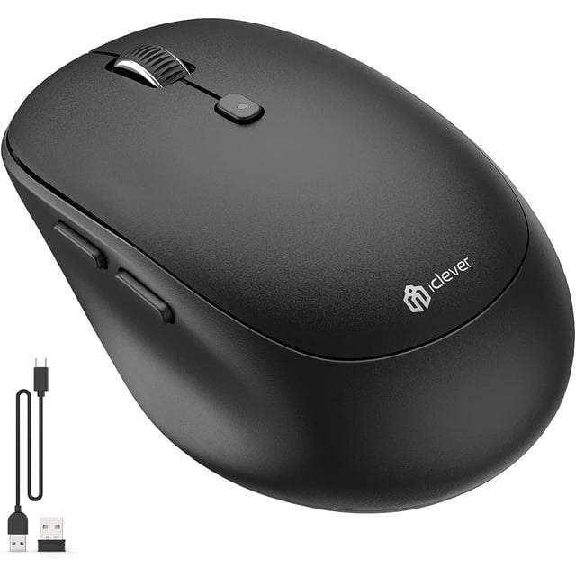 MD165 Bluetooth Wireless Mouse, Dual Mode 2.4G&BT Rechargeable Computer Mouse with Receiver, Silent Compact Portable Mouse for Laptop, PC, MacBook, Windows, Android, Mac, iPad
