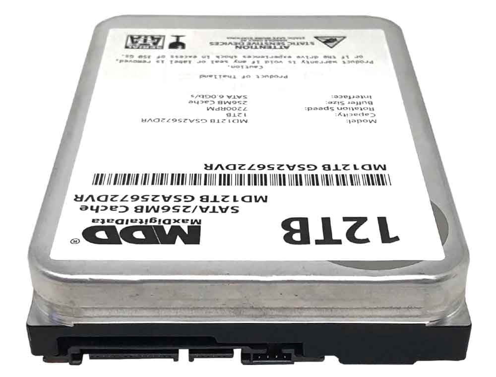 MaxDigitalData 12TB 7200 RPM 256MB Cache SATA 6.0Gb/s 3.5" Internal Hard Drive for Surveillance (MD12TGSA25672DVR) - 3 Years Warranty