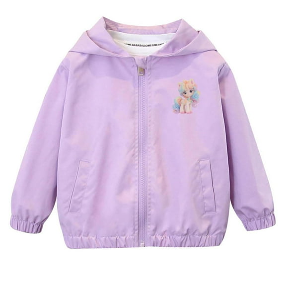 Eltusu Girls Jackets, Waterproof Hooded Zip up Windproof Outerwear with Pockets Purple Size 5 T