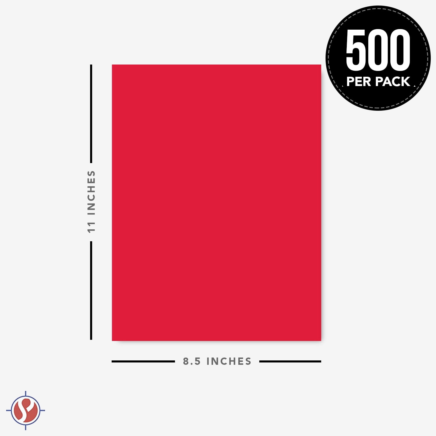 Bright Color Paper Regular 24lb - 1 Ream of 500 Papers Per Pack (8.5 x 11, Dark Red)