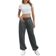 thumbnail image 5 of felwors Wide Leg Sweatpants for Women Fleece High Waist Joggers with Pockets Lightweight Comfy Drawstring Sweat Pants (Dark Gray, S), 5 of 8