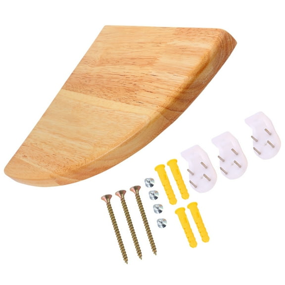 FELTECHELECTR 1 Set Floating Corner Shelves Khaki Wood Simple Style for Living Room