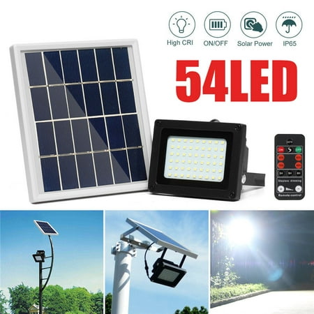 54LED Solar Powered Light Control LED Flood Light, Outdoor Walkway Park Street Lamp for Pathway,Lawn,Landscape,Garden,Backyard Light Control+Remote Control