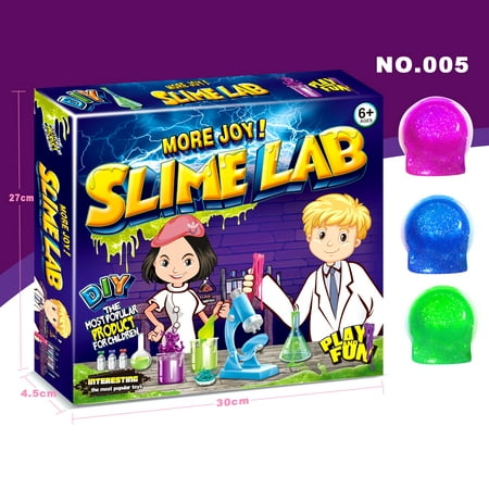 DIY Slime Lab for Kids | Make Clear Glitter Slime Neon colors Fun Chemistry Science Lab for Both Boys and Girls with Borax Clay Glue Full Instruction Kids Aged