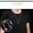 thumbnail image 4 of Collar con colgante de música DJ Qarigey para auriculares cadena de cuello largo color plata, 4 of 6