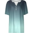 thumbnail image 4 of V Neck T Shirts For Women Short Sleeve Solid Colod Trendy Elegant Casual Button Tunic Tops Breathable Summer Blouses Pullover Outfits Mint Green XXXXL, 4 of 5
