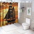 thumbnail image 7 of Orinice Fabric Shower Curtain,Nautical Sailboat Vintage Cruise Ship Sailing in The Ocean with Gold Sunset Polyester Designer Cloth, Print Decorative Bathroom Curtains Include Hooks Set( 36x72, 7 of 7