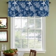 thumbnail image 3 of 2 Pack Valances for Window, Navy Blue Coastal Short Curtains for Kitchen Bedroom Living Room, Nautical Beach Starfish Coral Summer Rod Pocket Small Window Treatment Valance Drapes 60 x 18 Inch, 3 of 8
