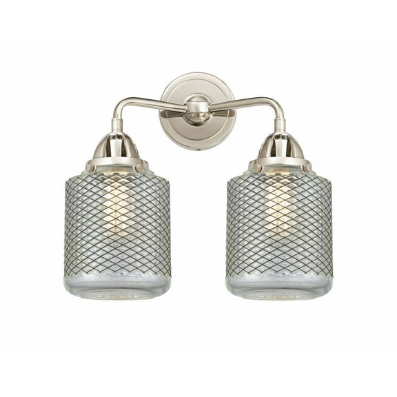 288-2W-PN-G262-Innovations Lighting-Stanton - 2 Light Bath Vanity-14.13 Inches Tall and 14 Inches Wide-Polished Nickel Finish-Clear Wire Mesh Glass