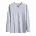 thumbnail image 4 of COSFO Long Sleeve Shirts for Men Solid Cotton Casual Tops V Neck Pullover Loose Button Men Classic T-Shirt, 4 of 4
