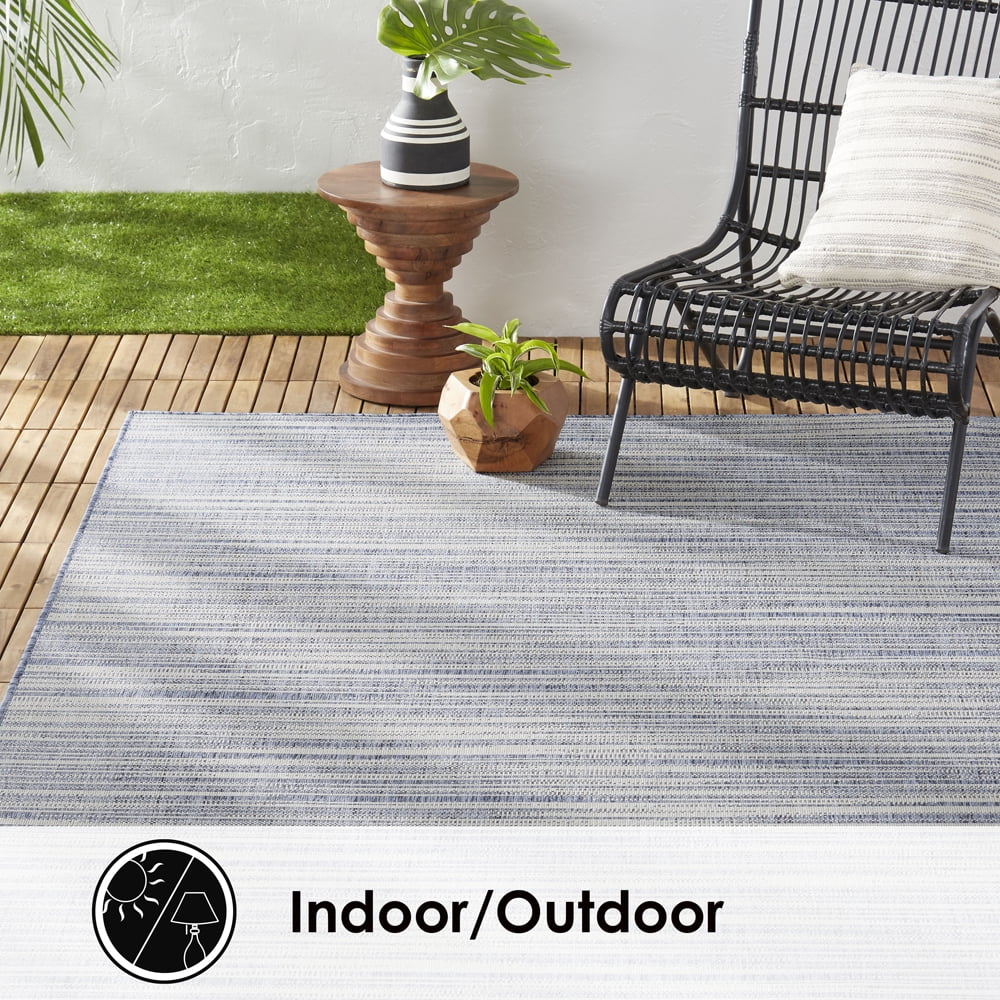 Nicole Miller New York Patio Country Wynona Contemporary Abstract Indoor/Outdoor Area Rug, Blue/Beige, 7'9"x10'2"