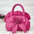 thumbnail image 4 of Flmtop Top-handle Bag Ruched Bow Portable Smooth Zipper Coin Bag for Party Gathering Wedding Banquet, 4 of 10