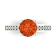 thumbnail image 2 of 2.21ct round cut red Zircon 18k white gold Bridal Wedding Engagement Promise Anniversary Ring for Women size 7.5, 2 of 7