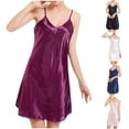 thumbnail image 5 of Lovskoo Women 2024 Sleepwear Satin Lace Chemise Nightgown Full Sleepwear Purple, 5 of 5