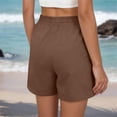 thumbnail image 4 of Inglocry Linen Shorts Women Casual Wide Leg High Waisted Summer Shorts Comfy Elastic Waist Beach Shorts with Pockets Coffee 2XL, 4 of 5