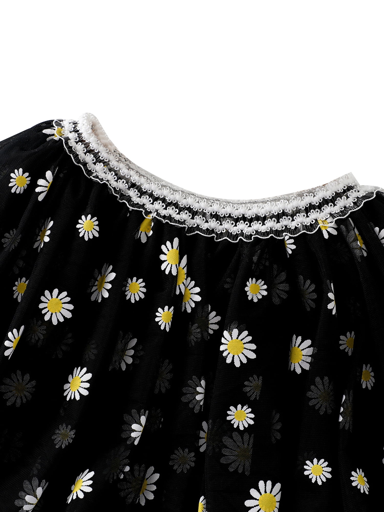 Cute Daisy Print 3-Layer Short Tutu Skirt Toddler Baby Girls Midi Tulle Skirt