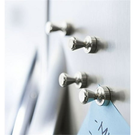 - 6 Brushed Nickel Magnetic Push Pins, Pawn Style - Small Fridge Magnets, Office Magnets, Dry Erase Board Magnets