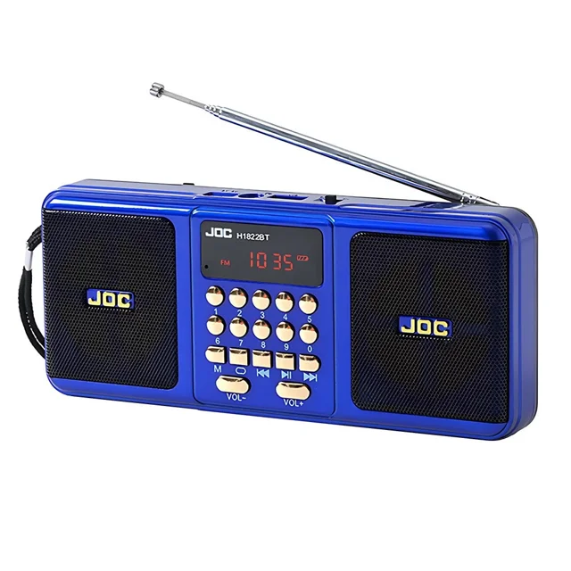 JOC Portable HIFI Stereo Wireless Digital Pocket FM Radio with FM/USB/TF Card Modes,Blue