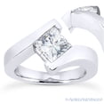 thumbnail image 1 of Square Cut Forever Brilliant Moissanite Solitaire Bypass Engagement Ring in 14k White Gold, 1 of 4