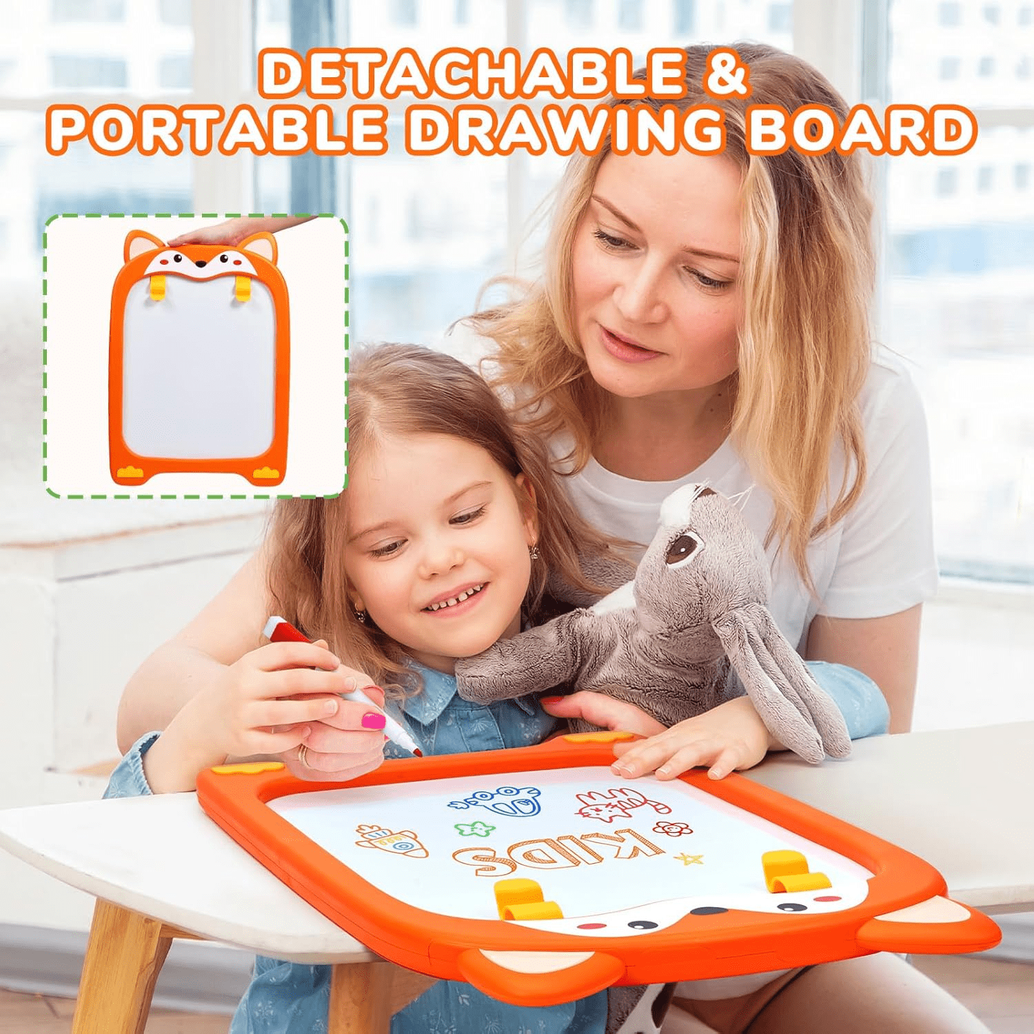 Aijohnny Easel for Kids, Adjustable Standing Magnetic Drawing Board with Chair for Girls & Boys, Birthday Gift for 3-5 5-8 Year Old